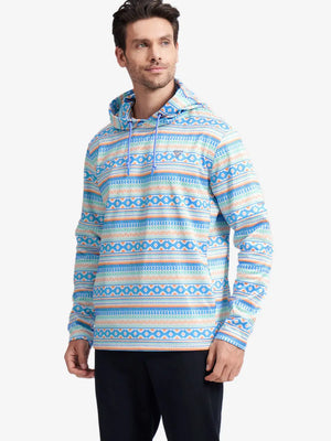 Model wearing Ethnic Trendy Print Hoodies Pullover – front half-body shot