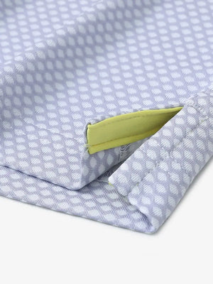 LAVENDER Your Favorite Jacquard Polo close-up of shirt hem slit detail