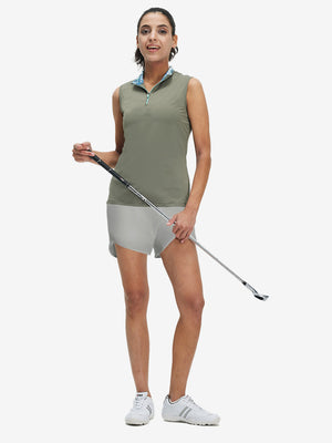 Pantalones cortos de secado rápido 2 en 1 de talle alto para mujer con 7 bolsillos