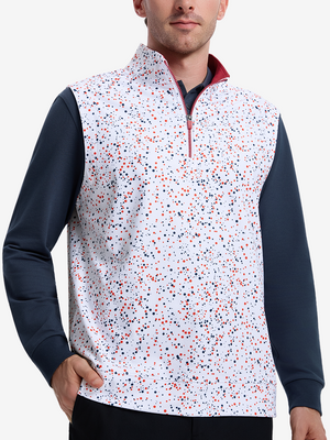 Full Print Quarter Zip Sleeveless Vest Pullover