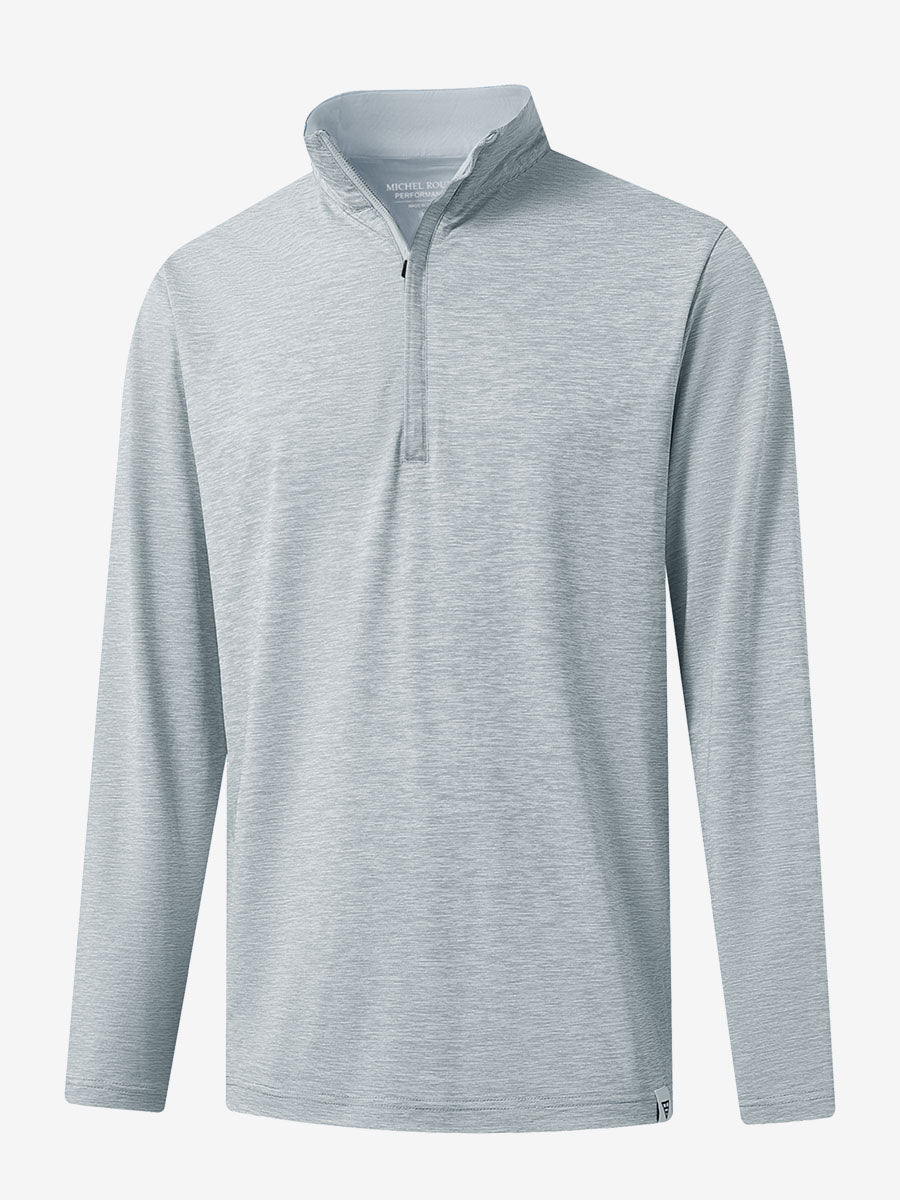 Heather Pinstripe Brushed Dry Fit Quarter Zip Pullover