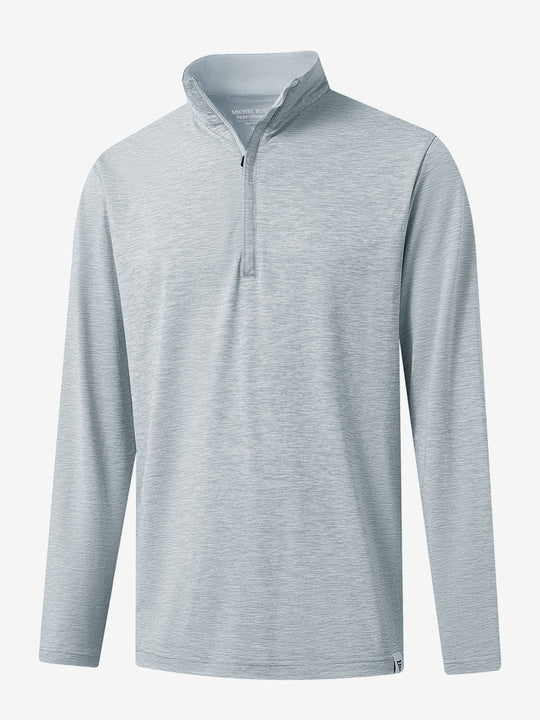 Heather Pinstripe Brushed Dry Fit Quarter Zip Pullover