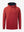 3D front view of youth long sleeve hoodied with kangaroo pocket in red, showing clean design.
