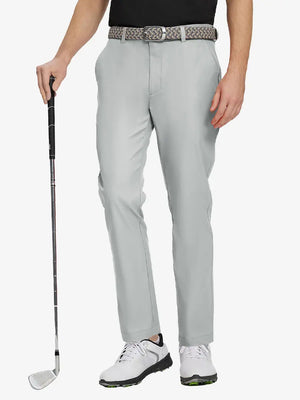 GLACIER GREY Water Resistant Everyday Pants front view, model's lower body holding a golf club