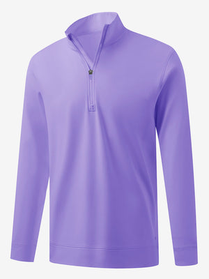 Ultra-Soft Brushed Fleece Lining Quarter Zip Sweatshirt in lavender, 3D product view