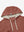 Close-up detail of hood structure, heather midlayer golf hoodies in red ochre heather