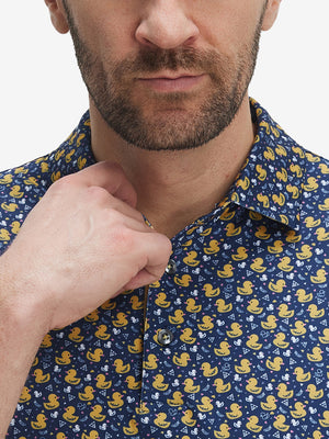 4 Way Stretch Print Collared Polo Shirts