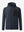 3D front view of full zip fleece hoodied jacket in navy, showing soft texture and sleek cut.