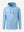 Front 3D view of youth full print hoodies pullover showing detailed fabric and fit, blue dinosaur.