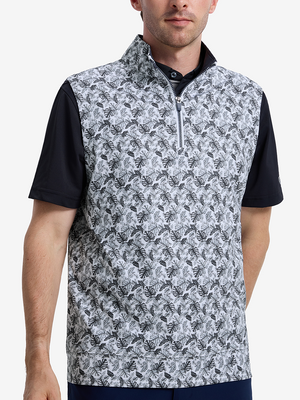 Full Print Quarter Zip Sleeveless Vest Pullover