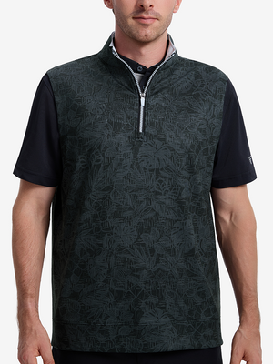 Full Print Quarter Zip Sleeveless Vest Pullover