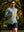 Model outdoor sports activity shooting scene, dry fit athletic 1/4 zip sweatshirt in celadon green heather