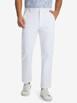 Model wearing Golf Lightweight Fleece Lined Dress Pants in white, lower body front view