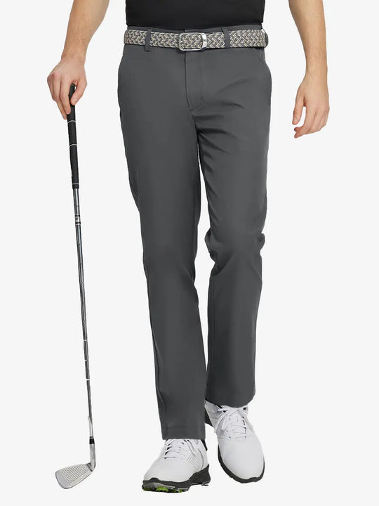 DARK GREY Water Resistant Everyday Pants front view, model's lower body holding a golf club