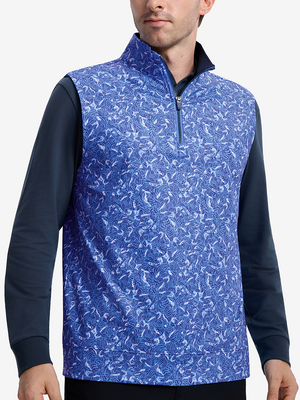 Full Print Quarter Zip Sleeveless Vest Pullover