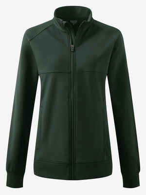 Women's Water-Resistant Stretch Fleece Lined Jacket in forest green, 3D product view