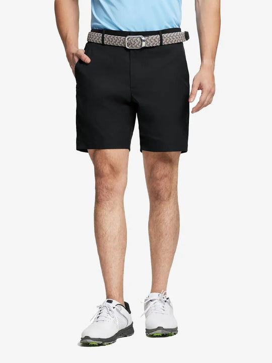 MAELREG Water Resistant Golf Shorts in Black – front view on model