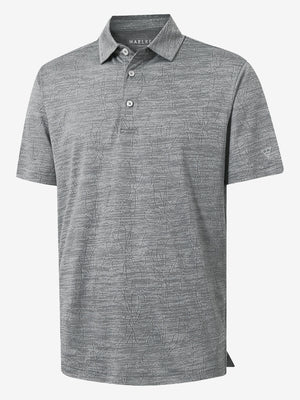 3D rendering of light grey flower breathable jacquard pattern 3-button golf polo