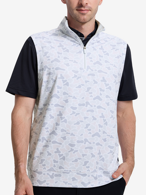 Full Print Quarter Zip Sleeveless Vest Pullover
