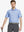 MAELREG Men's Performance Jersey Print Polo in Blue Red Diamond – front half-body with golf pose