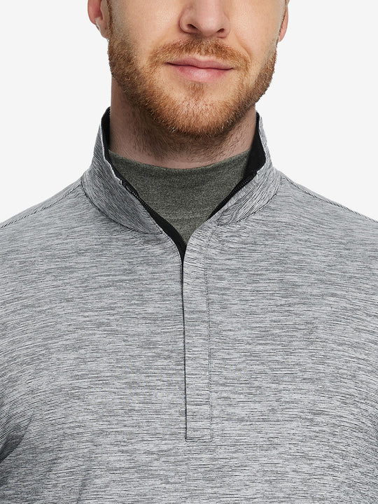 Heather Pinstripe Brushed Dry Fit Quarter Zip Pullover