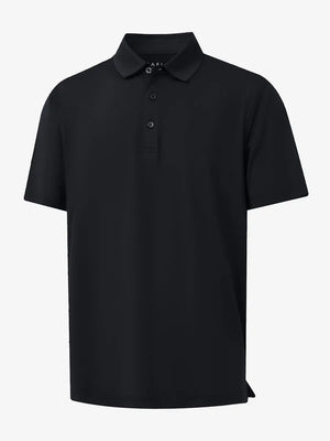 3D rendering of Everyday Solid Jersey Polo in BLACK, highlighting sleek design and tailored fit.