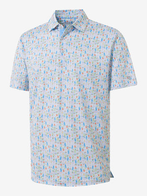 4 Way Stretch Print Collared Polo Shirts