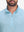Front view from nose to chest of model wearing misty blue featherweight midlayer quarter zip pullover
