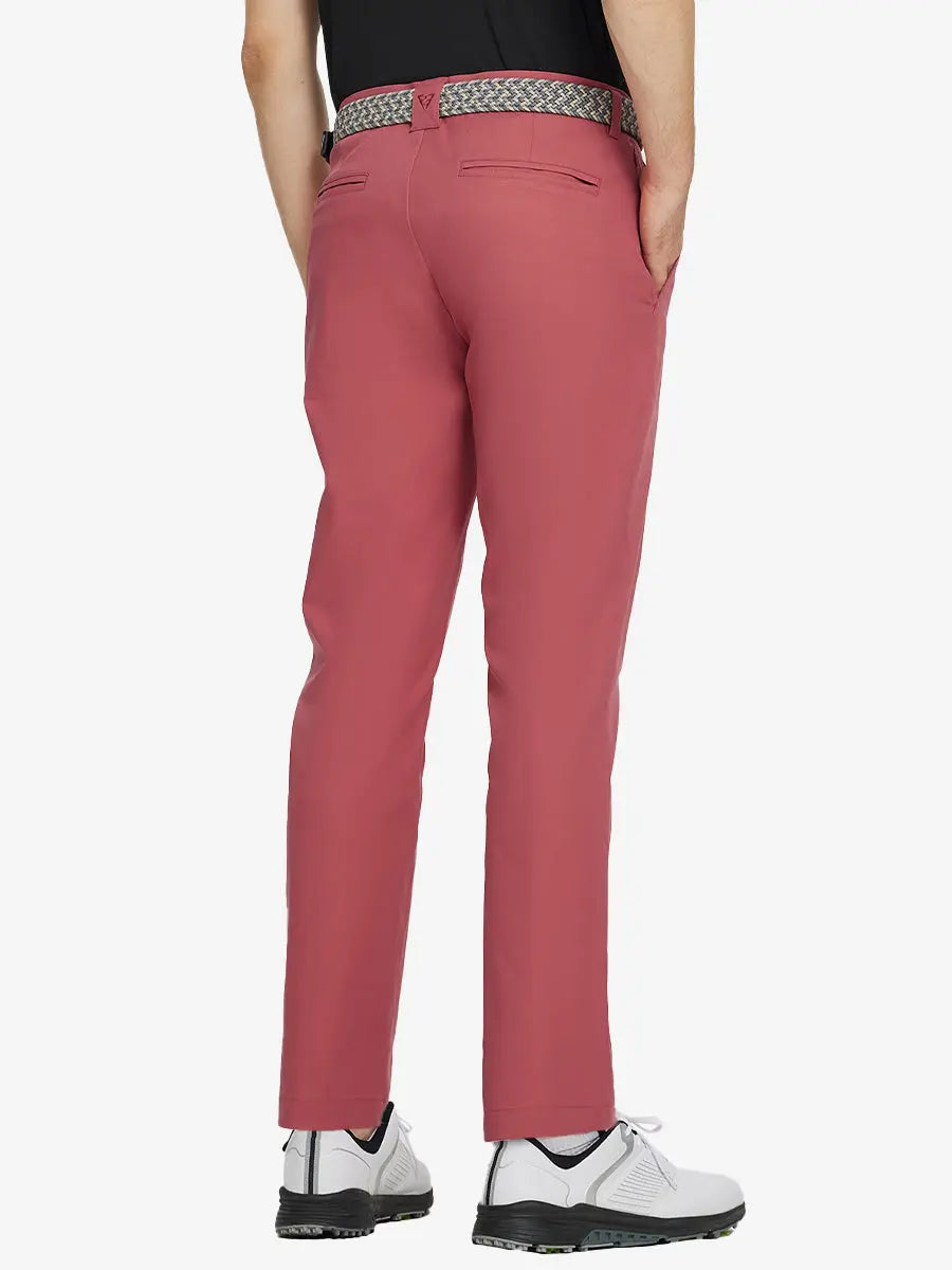 CRANBERRY Water Resistant Everyday Pants back view, model's lower body with both hands in pockets