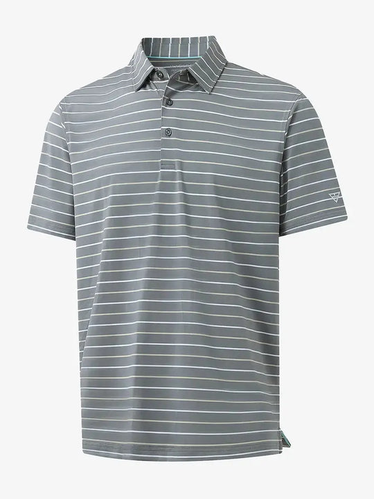3D display of NEUTRAL STRIPE Kids Stylish Stripe Polo Shirt showing stripes and design.