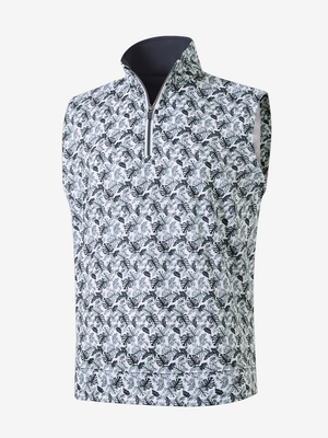 Full Print Quarter Zip Sleeveless Vest Pullover