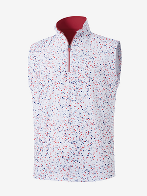 Full Print Quarter Zip Sleeveless Vest Pullover