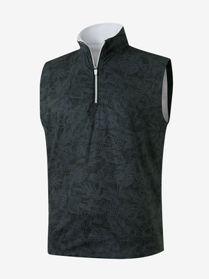 Full Print Quarter Zip Sleeveless Vest Pullover