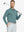 Model wearing Aqua Heather Skin-friendly Long Sleeve Melange Polo – front half-body holding golf club