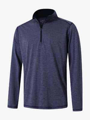 3D rendering of the Pinstripe Quarter Zip Pullover showcasing structure and design – NAVY MELANGE