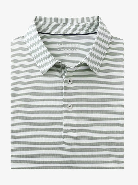 3D rendering of the Grey White Yarn Dyed Stripe Polo highlighting its soft striped texture