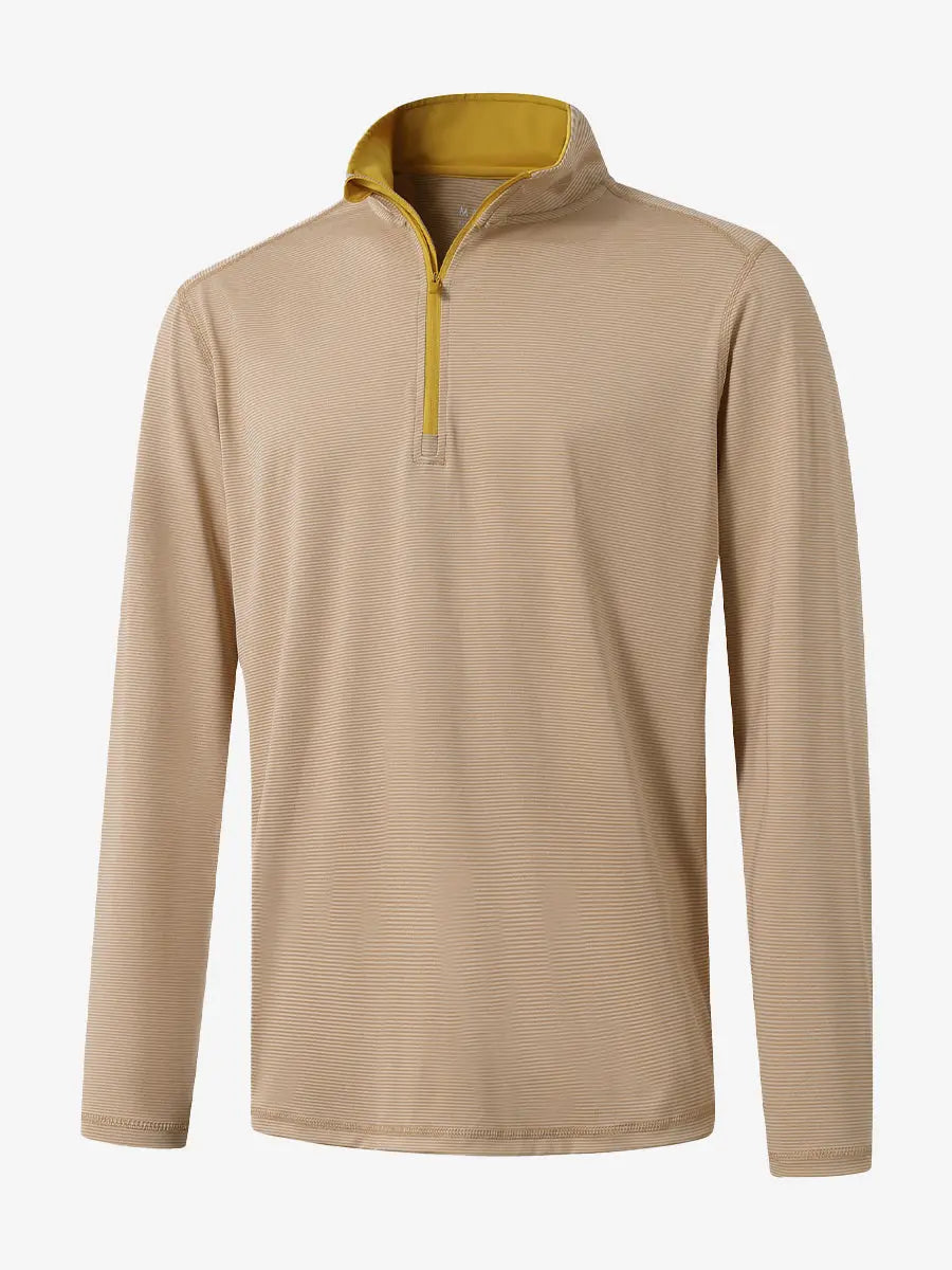 3D rendering of the Pinstripe Quarter Zip Pullover showcasing structure and design – APRICOT MELANGE