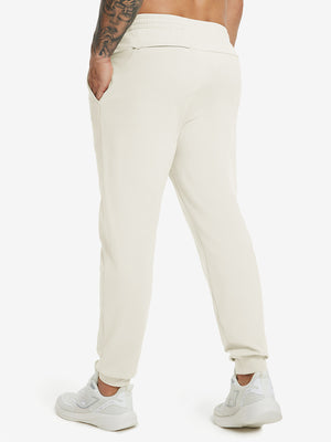 Water Resistant Comfy Fleece Golf Joggers in cream, front lower body fit view