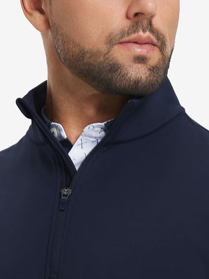 Ultra-Soft Brushed Fleece Lining Quarter Zip Sweatshirt in navy, close-up front view