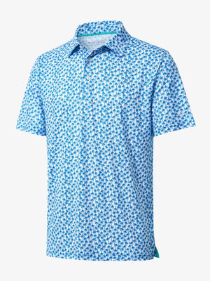 3D view shows the full design of the WHITE PALM Polo Shirt, which features modern sporty styling and comfortable, breathable fabric