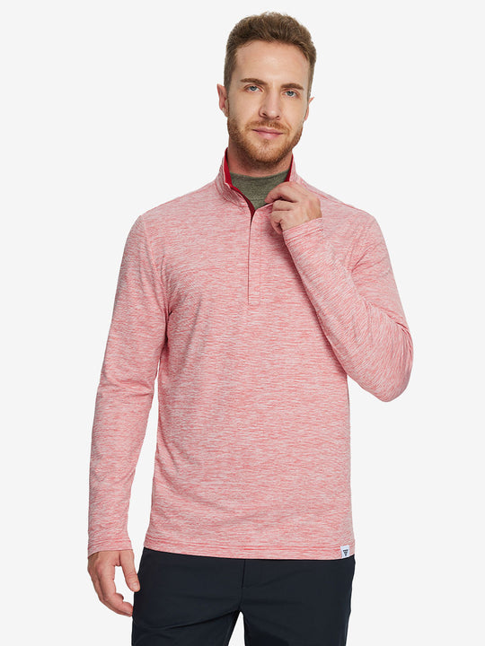 Heather Pinstripe Brushed Dry Fit Quarter Zip Pullover