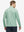 Back waist-up shot of model wearing beryl green melange moisture wicking quarter zip pullover