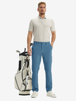 Pantalones de Golf Repelentes al Agua de Corte Clásico con Pliegue Frontal
