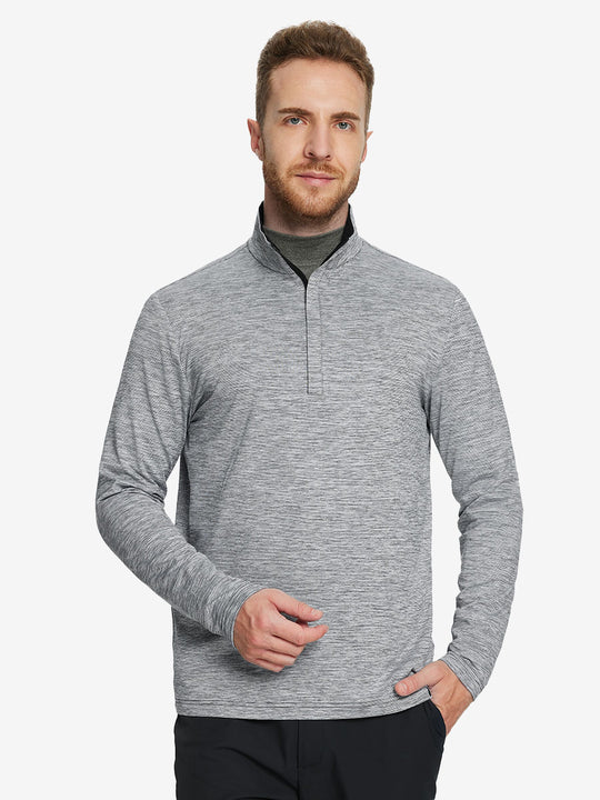 Heather Pinstripe Brushed Dry Fit Quarter Zip Pullover