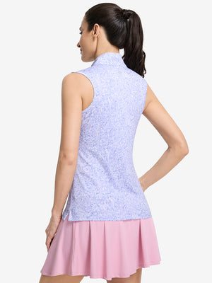 Women's Sleeveless Q-Zip Print Golf Shirts
