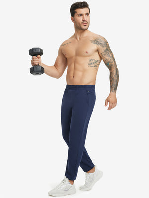 Full body front view of model wearing Water Resistant Comfy Fleece Golf Joggers in navy