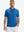 Front half-body of model in cobalt stripe upgraded two-tone striped quick dry polo shirt
