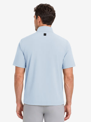 Model back upper body shooting display, lightweight upf50+ short sleeve golf vests jacket in light blue