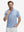 Front waist-up shot of model wearing light blue ultra-light quick dry moisture wicking collared polo shirt