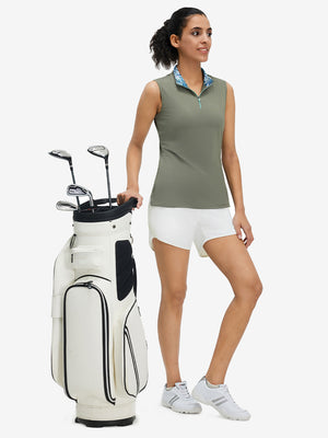 Pantalones cortos de secado rápido 2 en 1 de talle alto para mujer con 7 bolsillos